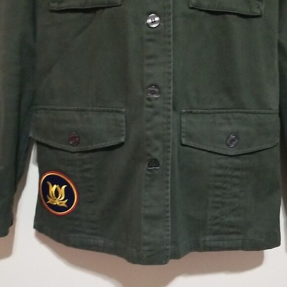 Willow & Clay Green Army Patch Jacket Sz Xs - Picture 4 of 7